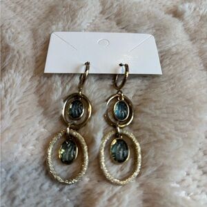 Elegant Gold and Blue Dangle Earrings